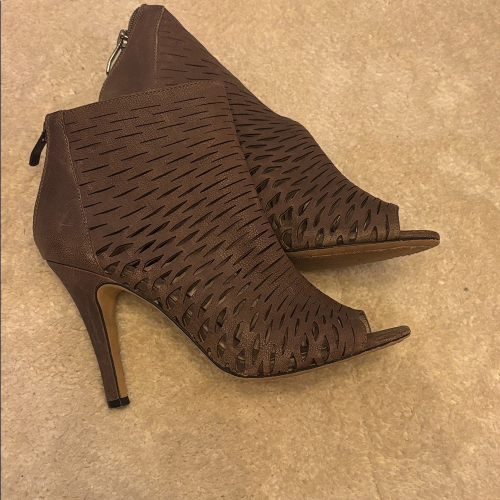 Brown Peep-Toe Ankle Boots Vince Camuto